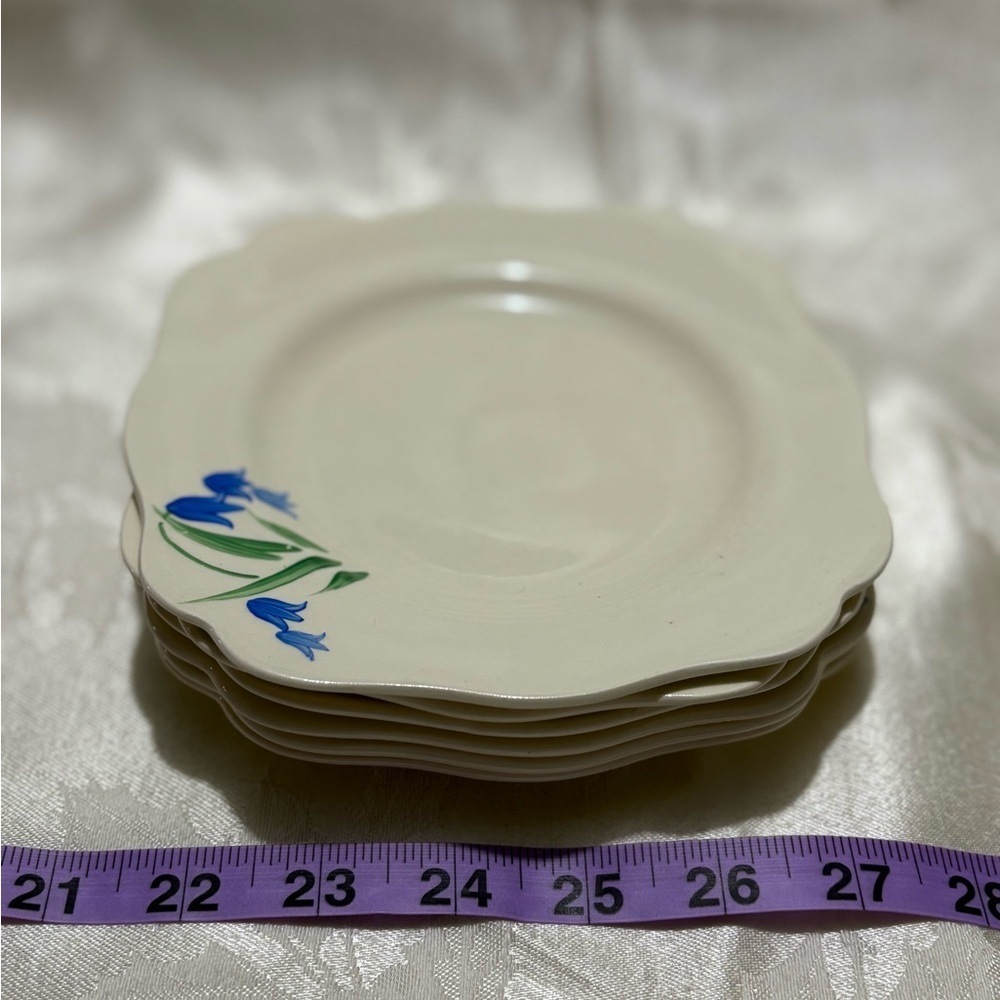 Vintage Set of 6 Hand Painting Luncheon Plates